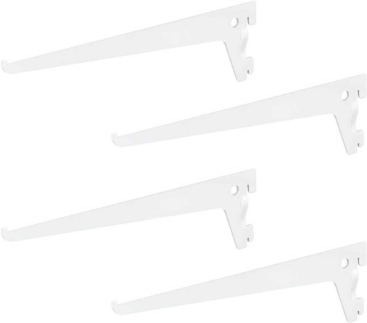 4 x siwitec enkelgatsdragers 400 x 50 mm in wit, plankdrager voor een plankrailsysteem