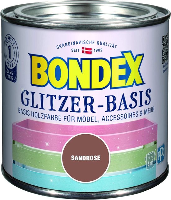 Bondex 424680 Glitter Base Sand Rose 0 L - Peinture pailletée pour 6 m² - La Peinture scintillante protège le bois et crée des accroche-regards scintillants
