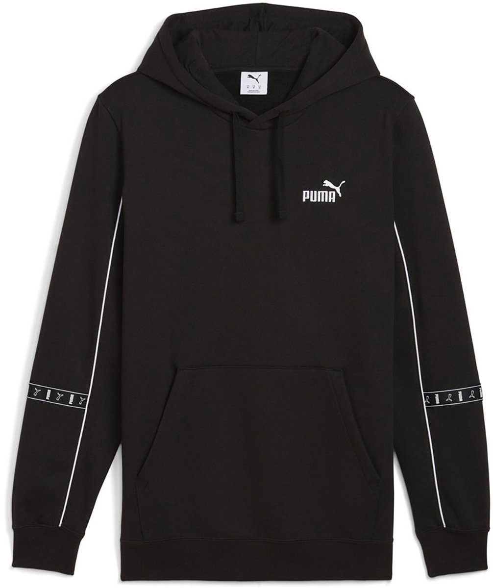 Puma Ess Tape Layout Fl Hoodie L Man Zwart