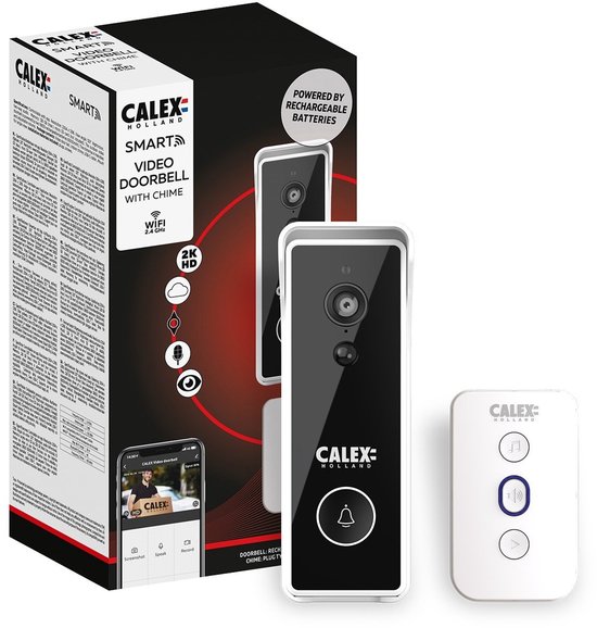 Calex Slimme Deurbel Draadloos met Camera 2K Video - Calex - €64,95