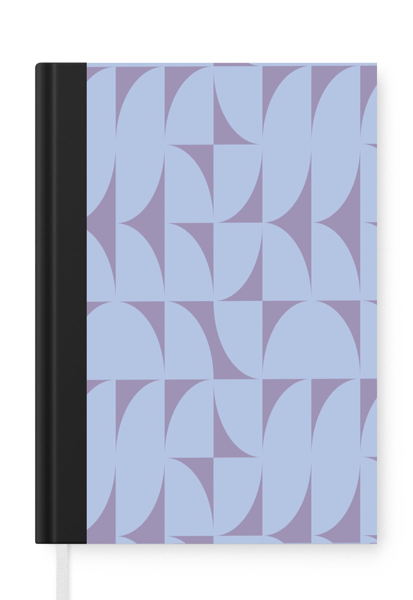 Notitieboek - Schrijfboek - Blokken - Blauw - Paars - Patroon - Notitieboekje klein - A5 formaat - Schrijfblok