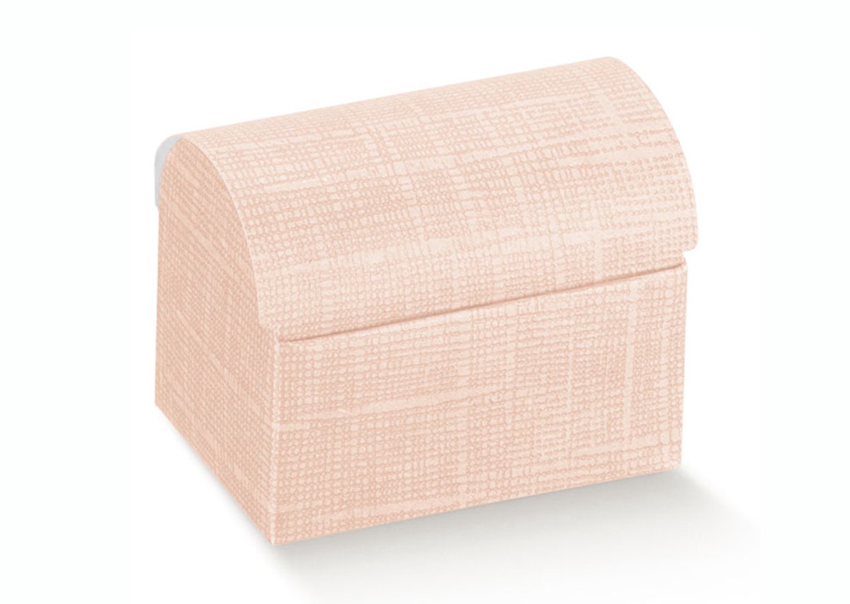 12 grote cadeau-doos ROZE schatkist-vorm traktatie-doos voor snoepjes of bonbons of koek om uit te delen bij verjaardag, huwelijk, babyshower of doop.