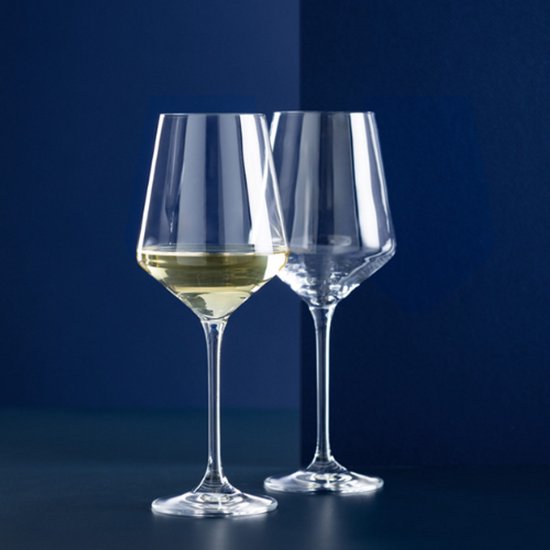 Witte wijnglazen, set van 6, 420 ml, met microvezeldoek, elegante
