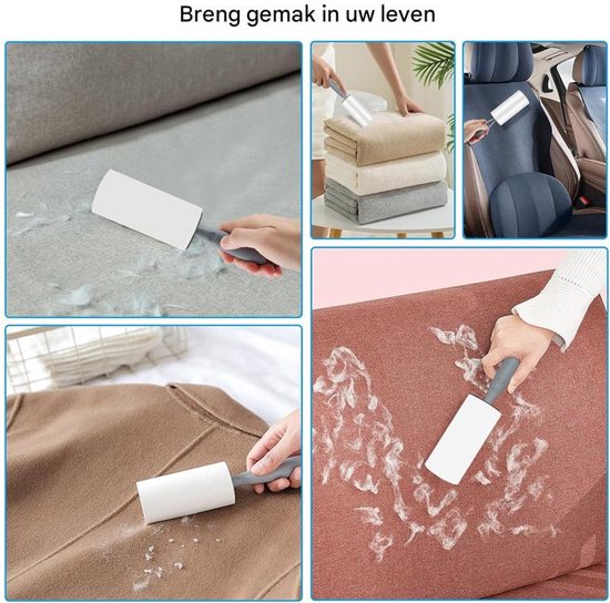 Herbruikbare Pluizenroller Voor Huisdierharen – Dubbelzijdig, Met Ergonomisch Handvat, Voor Tapijt En Kleding