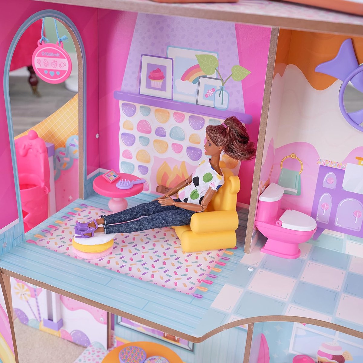 KidKraft Candy Castle 20242 Poppenhuis van hout met meubels en accessoires - Speelhuis - Speelkasteel voor Kinderen - Speelgoed - Poppen Speelgoed - Speelset - Snoephuis — afbeelding 3