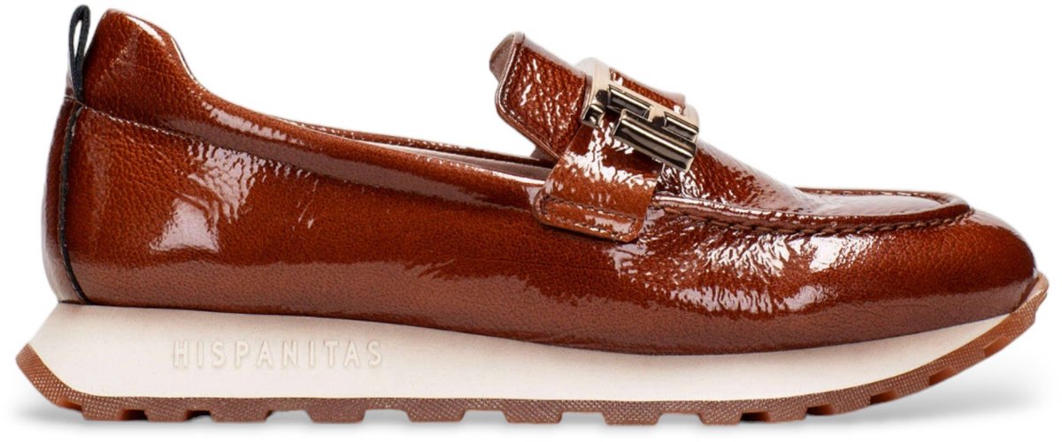 Hispanitas Bruine leren casual loafers