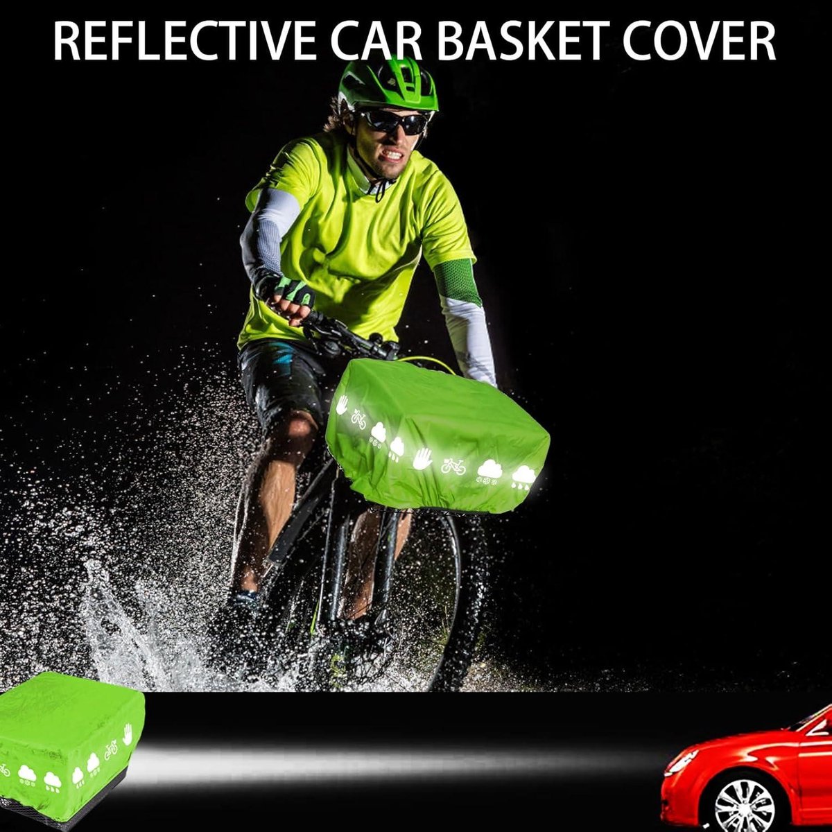 Allecto plus - Fietsmand regenbescherming achter, verstelbaar, reflecterend, waterdicht, eenheidsmaat, opbergtas