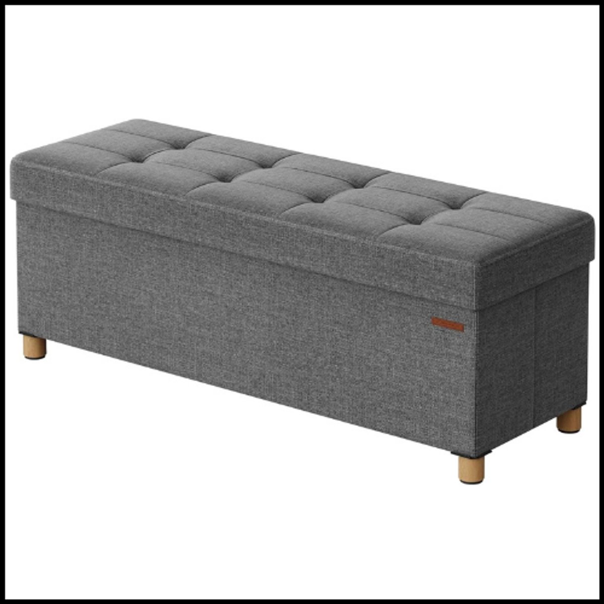 Opbergbank Kruk - 76 cm Breed - Met Opbergruimte 80L - Opvouwbaar - Draagvermogen 300 kg - Gestoffeerde Zitting - Voetenbank - Kunstlinnen Bekleding Donkergrijs