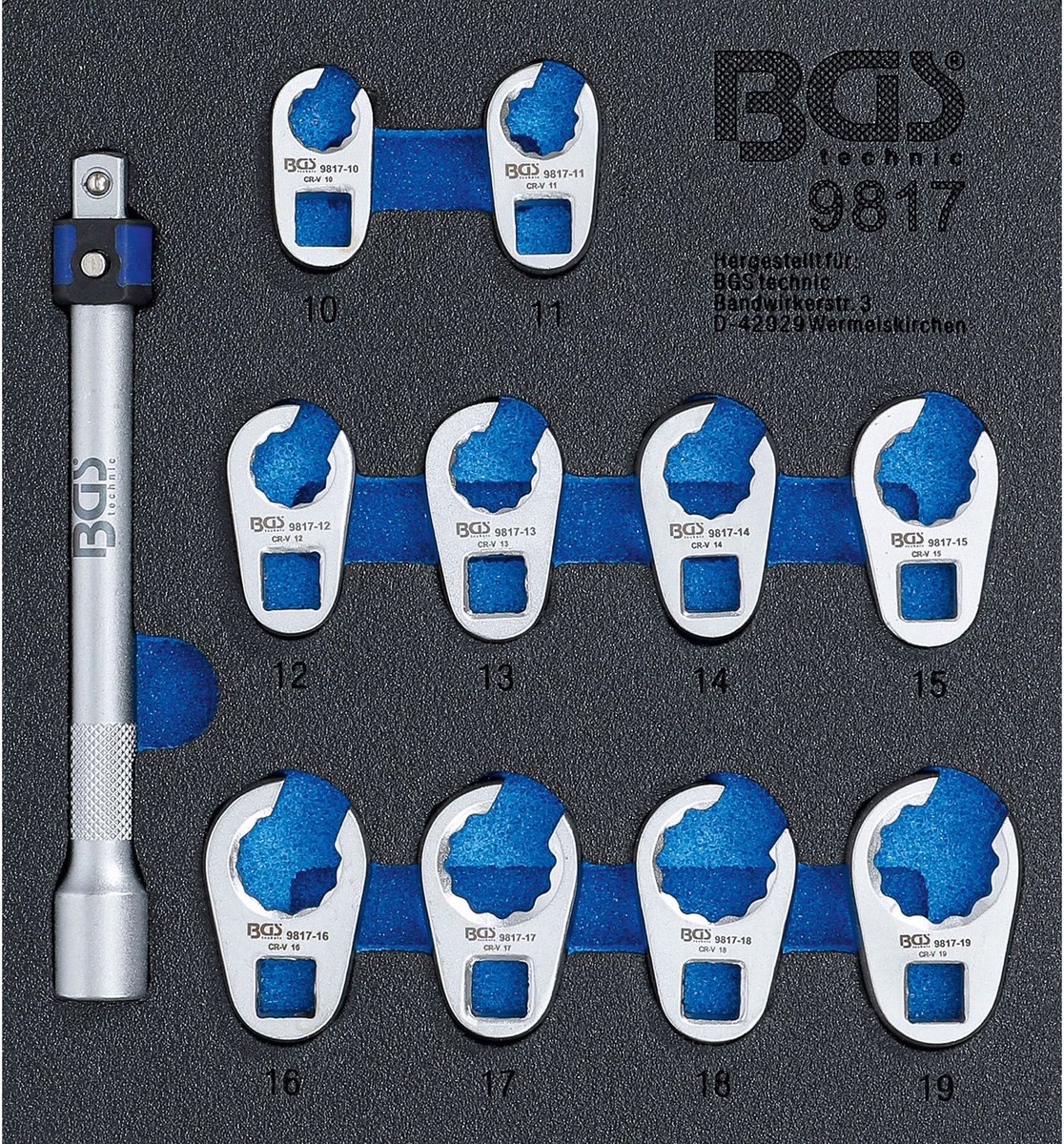 BGS Werkstattwagenset 1/6: Kraaienpoot Sleutelset SW 10 - 19 mm 10 mm (3/8") 11-delig - 9817