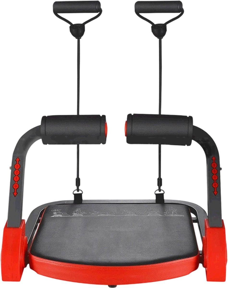 1x buiktrainer – 3 instelbare weerstanden buikspiertrainers – compacte ab trainer voor thuis en kantoor – multifunctioneel core-apparaat voor alle leeftijden – Rood en zwart