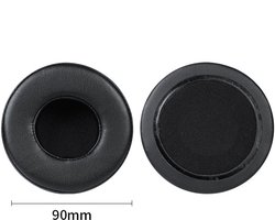 Universele ronde stereokoptelefoonhoes, schuimhoes, oorkappen, vervangingsaccessoires voor hoofdtelefoons-zwart 90mm