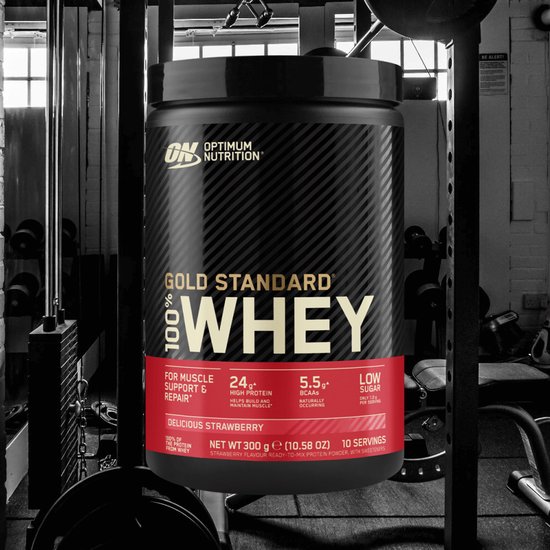 Optimum Nutrition Gold Standard 100% Whey Protein - Strawberry - Proteine Poeder - Eiwitshake - 300 gram (10 servings) van Optimum Nutrition Gold — afbeelding 4