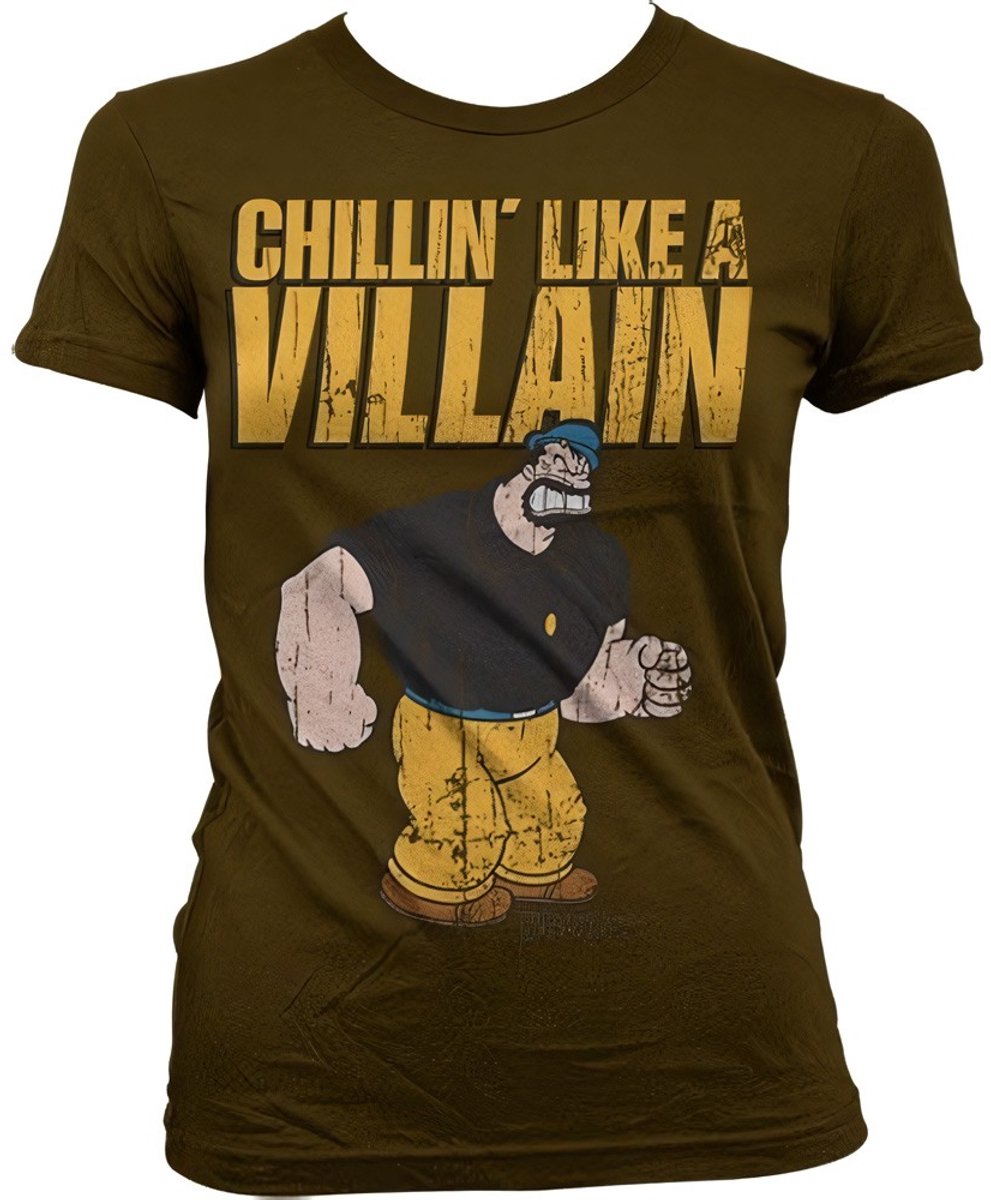 Popeye Chillin' Like A Villain Girly T-shirt voor dames, bruin