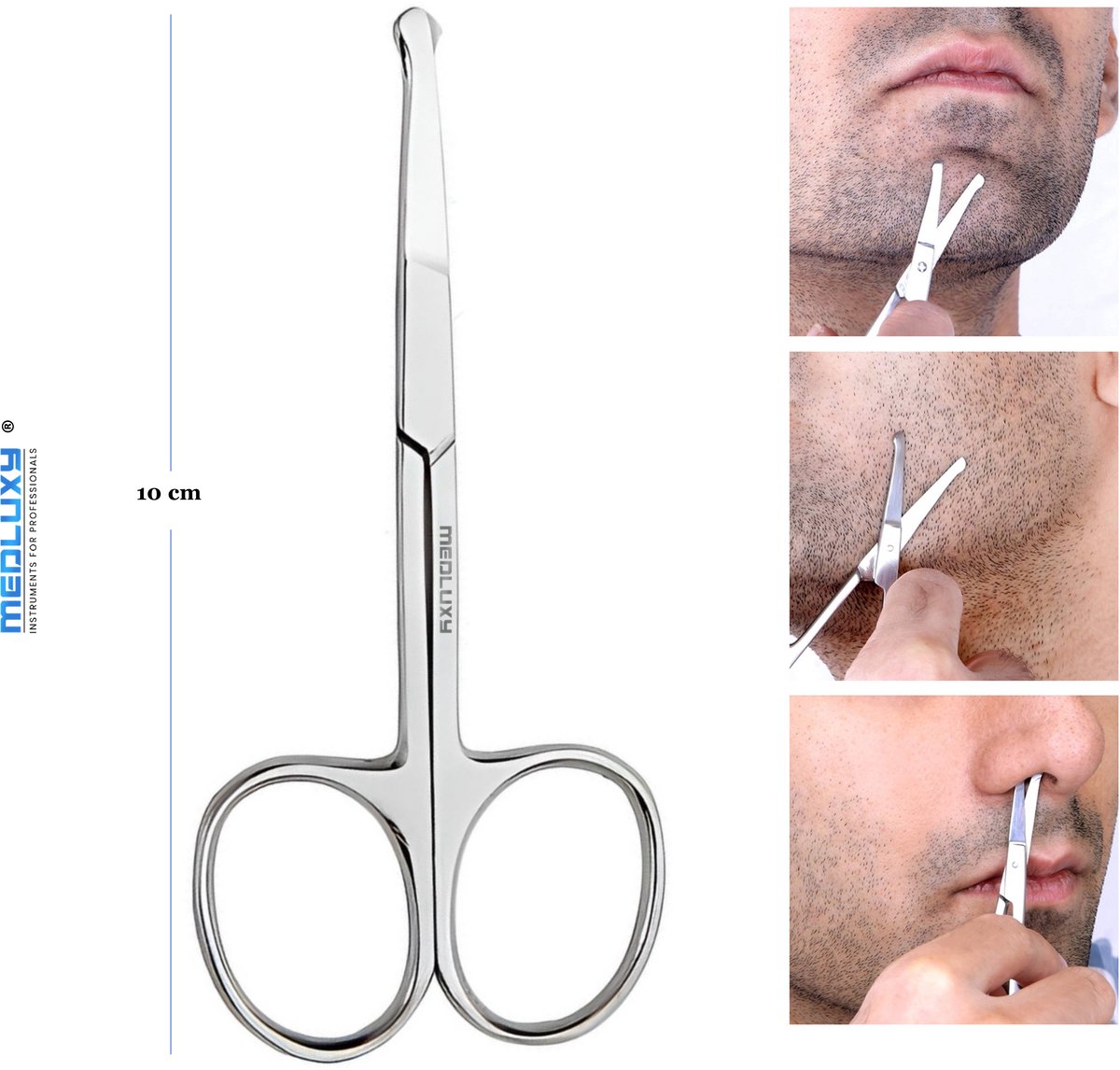 MEDLUXY® - Gezicht Haar Schaar - Neus, Wenkbrauw, Snor, Baard, Oor schaar - Recht - 10 cm - BF0537