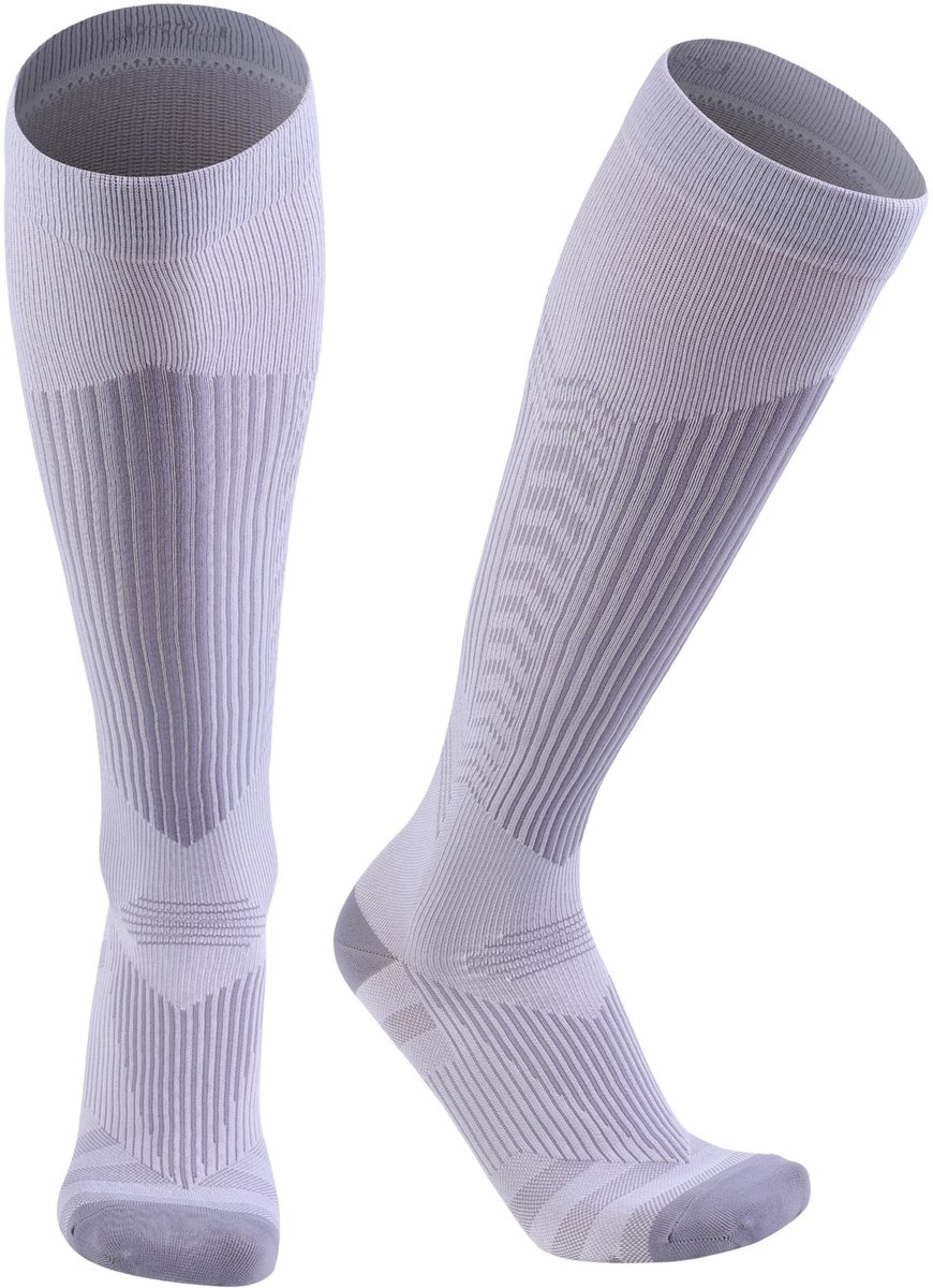 KANGKA Compressiekousen 20-30 mmHg maat L/XL – Hardloopsokken, Wandelsokken & Steunkousen met Reflecterend Effect