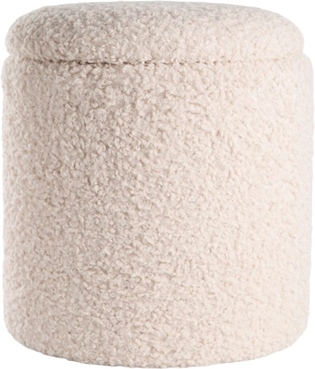 Lisomme Sem teddy poef gebroken wit - met opbergruimte - Ø 36 cm