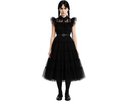 Joya Party® Gotische Verkleed Jurk Volwassenen | Gothic Jurk Halloween en Carnaval | Zwarte Verkleedjurk met Tulle | Kostuum Volwassenen Vrouw | Maat L