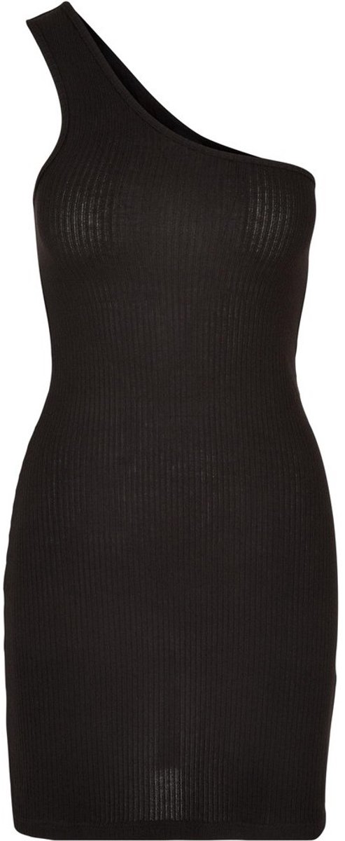 Urban Classics Rib One Shoulder Korte jurk L Zwart