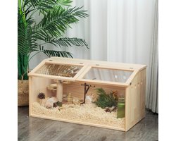 Sweiko Houten hamsterkooi - Medium - Transparant - Knaagdier kooi - Natuurlijk
