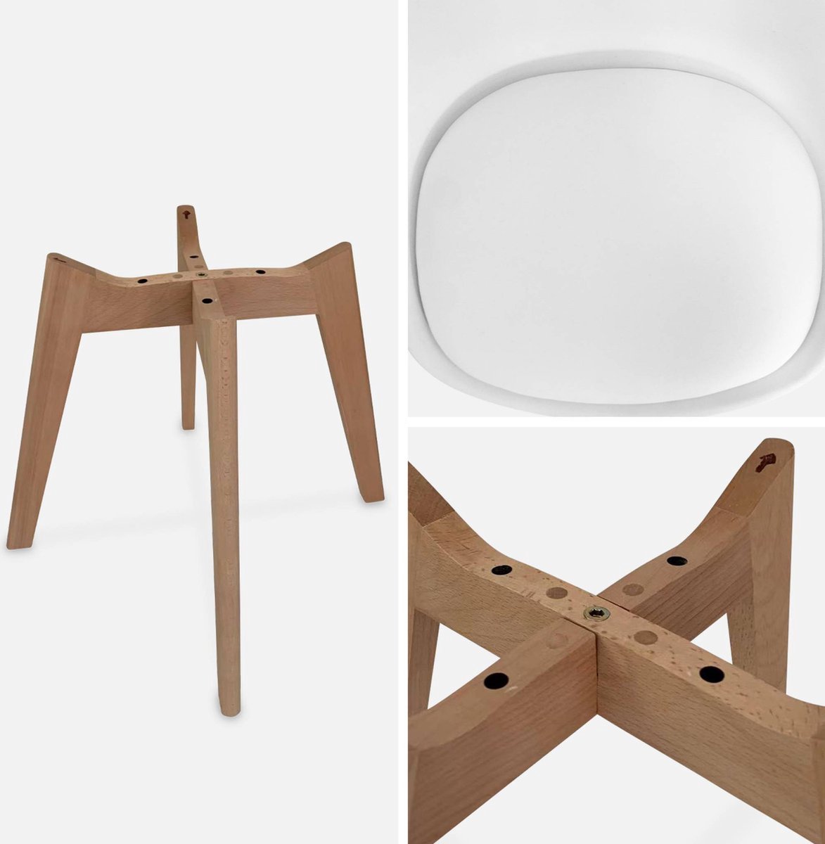 4 stuck-Eetkamerstoel-eettafel-woonkamer stoel-Design eetkamer stoel - Scandinavische stijl - Modern Design - set van 4 - Kuipstoel - Terrasstoel - Wit – foto 3