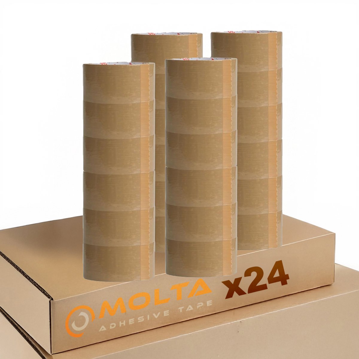 MOLTA | SOLVENTA PLUS BRUINE pakkettape 48 mm x 55 m | Pakketplakband | Kartontape | Verpakkingstape voor pakketten en dozen - 24 Rollen | NATURAL RUBBER