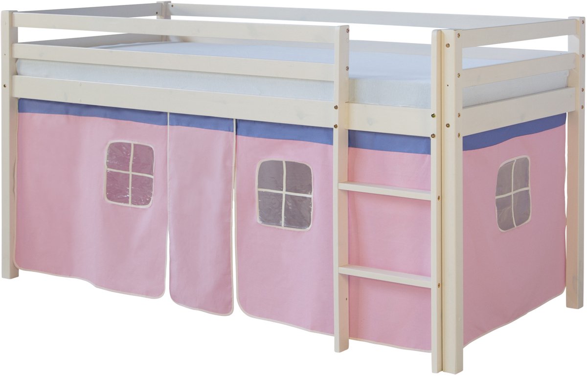 Homestyle4u Hoogslaper - 90x200 cm - Roze - Ladder