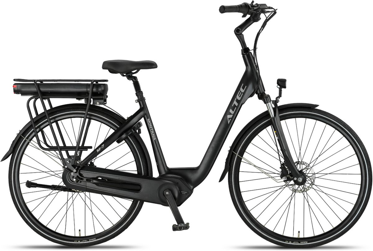 Altec Montana Next - Hydraulische Remmen - Elektrische Fiets - Mat Zwart - 28 inch - Accu 518Wh (37V, 14Ah) - 250W (65Nm) Middenmotor - Shimano Nexus 7 Versnellingen