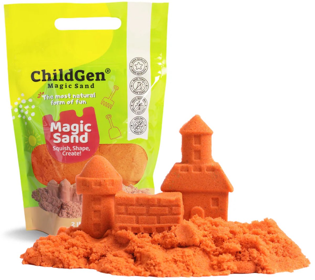 ChildGen - Magic Sand - zand - Refill pack - 907 gram - oranje - sensory play - speelzand - 100% natuurlijk