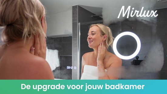 Mirlux Miroir de Salle de Bain avec Siècle des Lumières LED et Chauffage - Miroir Mural Rond - Miroir de Douche Anti Condensation - 80CM