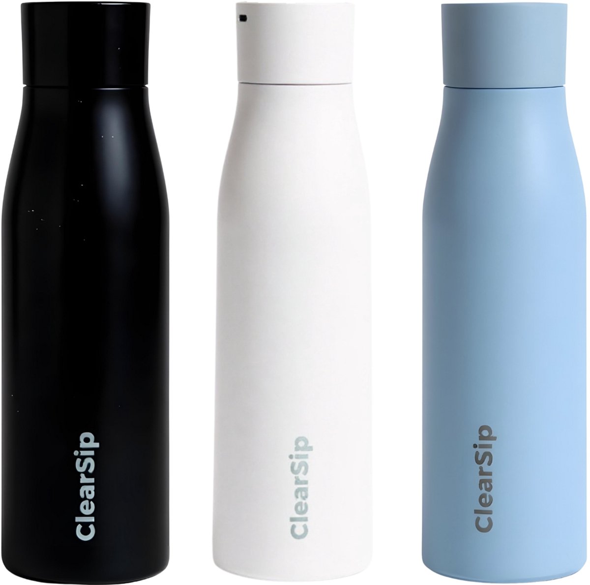 ClearSip Slimme Waterfles - UV-C Zelfreinigend - Drinkherinnering & Temperatuurweergave - Anti-slip - Thermosfles - 750 ML - Zwart, Wit, Blauw