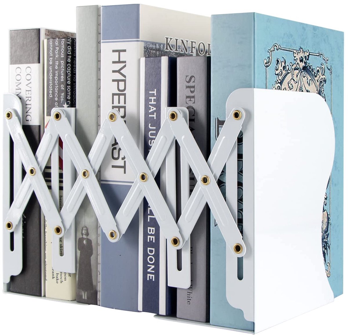 Telescopische Boekensteunen voor Kinderen – Verstelbaar 15-50cm, Metalen Bureau Organizer, Stabiel, Veilig Rond Ontwerp, Plank Divider, Duurzaam