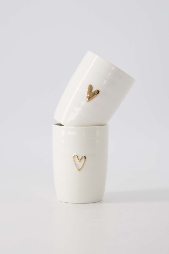 Set de 2 tasses à café Zusss avec cœur en Relief Goud Wit
