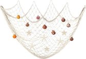 Decoratie visnet met kurk - Naturel - 120 x 250 cm - Visnetten - Katoen - warenhuis