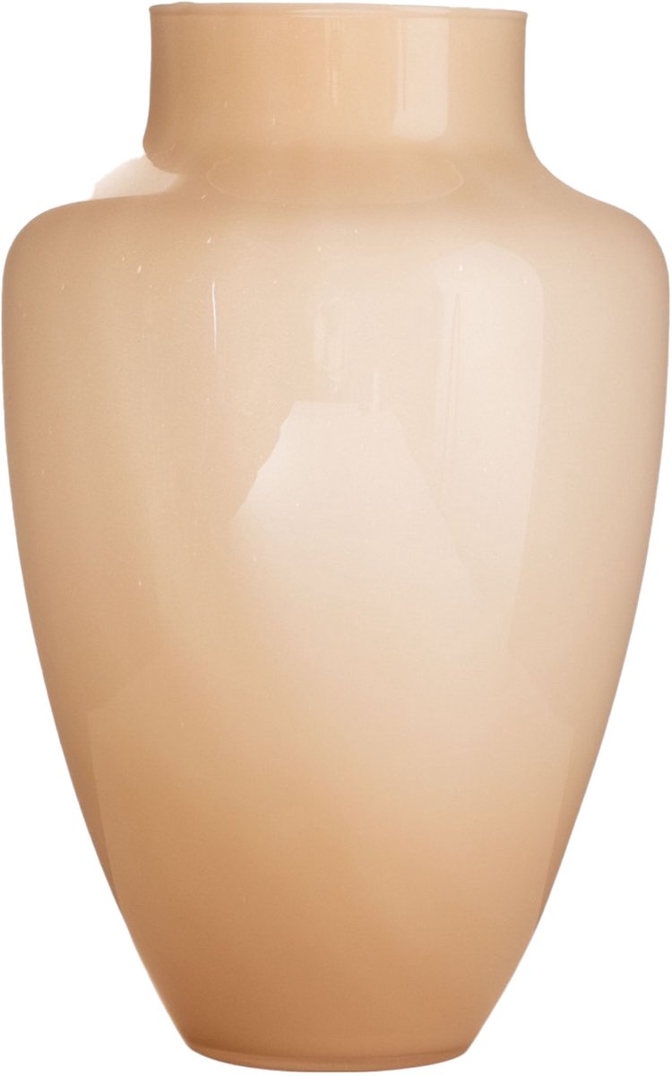 Hakbijl Glass Bloemenvaas Olaf - Beige/geel - glas - D24 x H37 cm - decoratie - vazen
