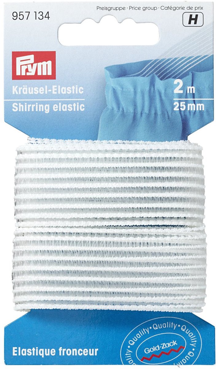 Rimpelelastiek 25 mm wit
