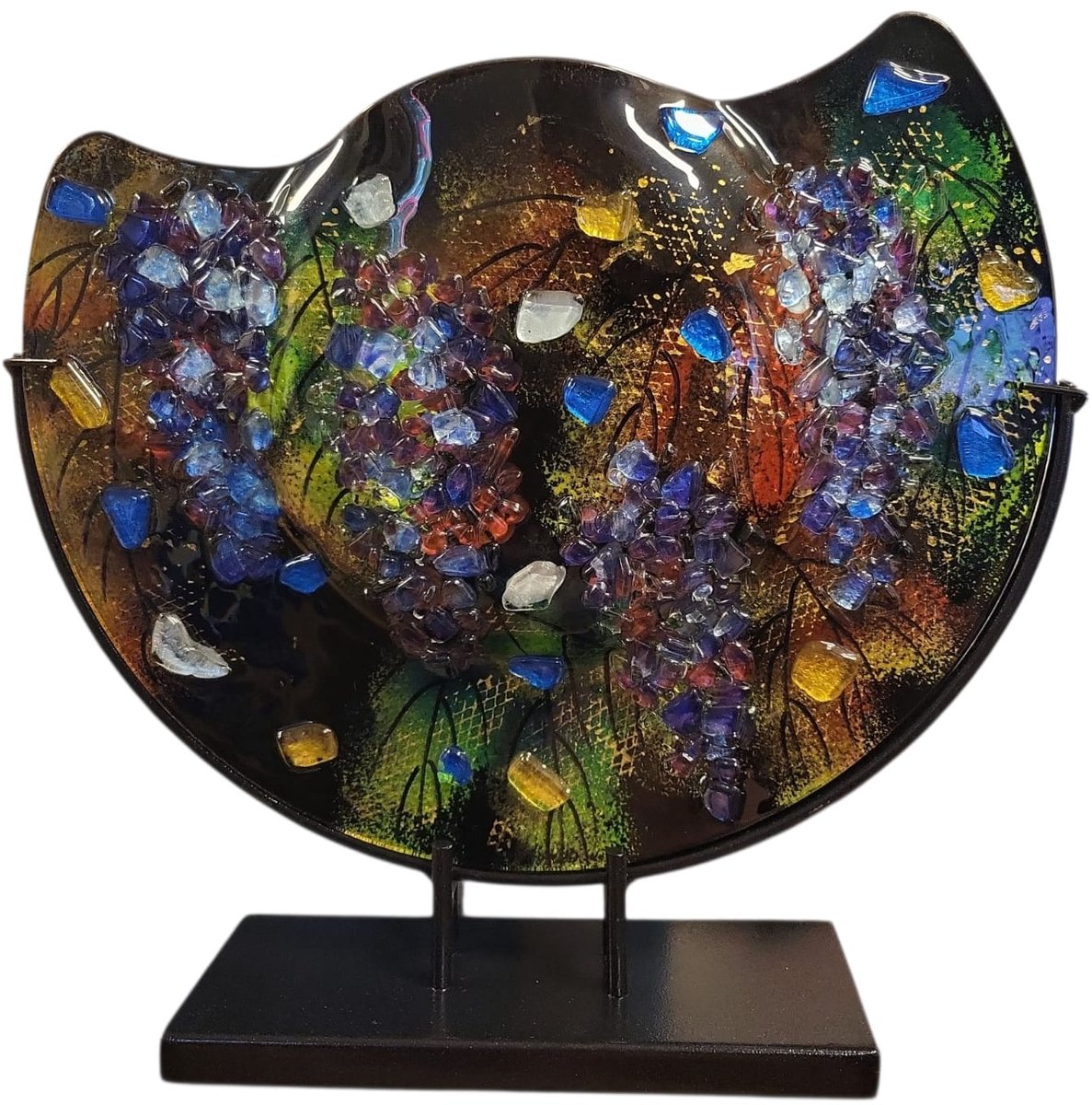 Decoratie vaas - Drops - Glaskunst - Handgemaakt - Multicolor - 39x38x10 cm