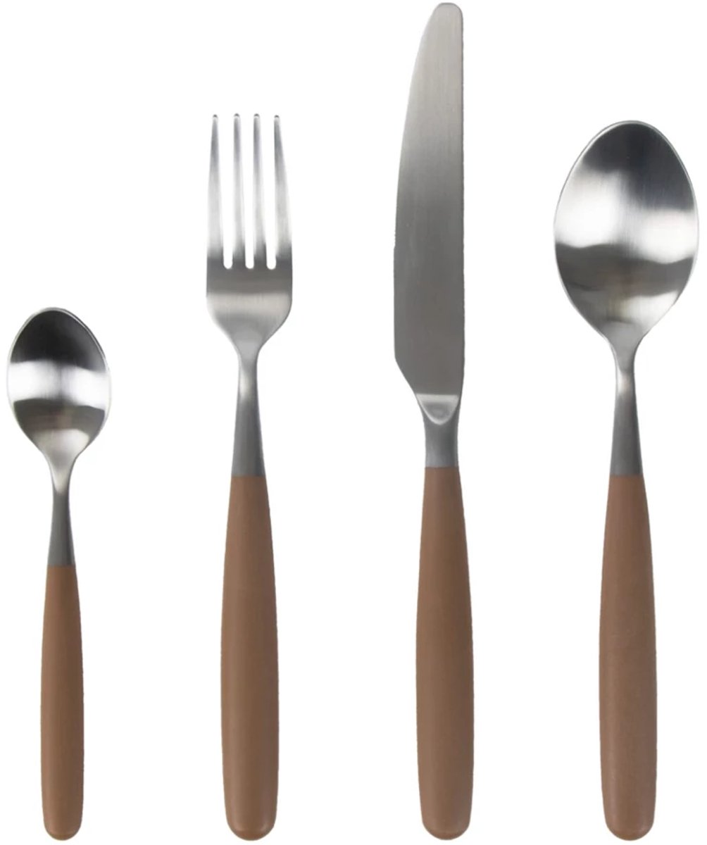 Pomax Renoir bestekset set van 16 handvat hars bruin