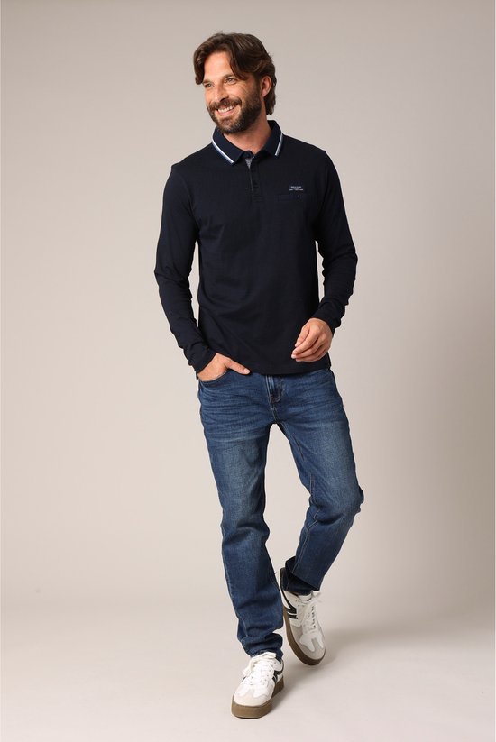 DEELUXE Poloshirt met lange mouwen van 100% katoen met elegante contrastkraag XXXL