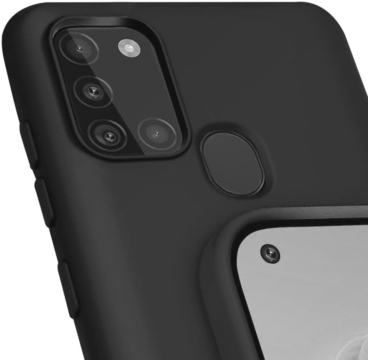 Jaym, Hoesje Geschikt voor Samsung Galaxy A21s Premium Siliconen Microvezel, Zwart