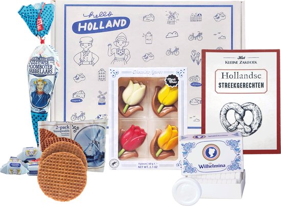 Cadeaupakket - Kerstpakket - Hollandse cadeautjes - Holland brievenbus Pakket - Geschenkset voor vrouw en man met o.m. Hollandse stroopwafels, chocolade en snoepjes