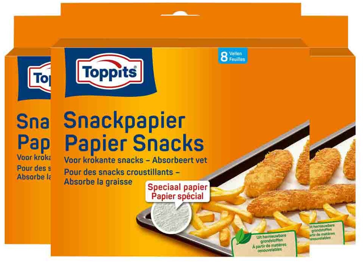 Toppits Snackpapier Vellen - 3 x 8 stuks - Voordeelverpakking