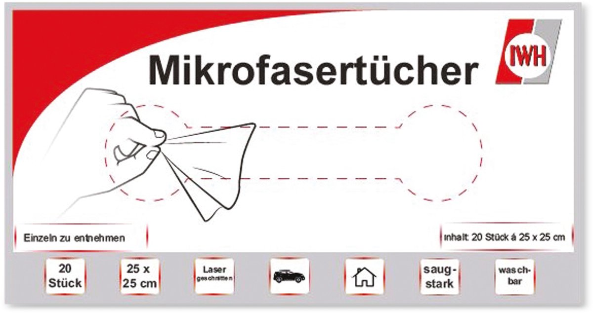 IWH 071125 in Box Microvezeldoek 20 stuk(s) (l x b) 250 mm x 250 mm