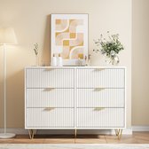 Commode, armoire à 6 tiroirs, meuble de rangement pour chambre d'enfant/adulte, 100 x 34 x 72 cm, buffet pour le salon, couleur blanc