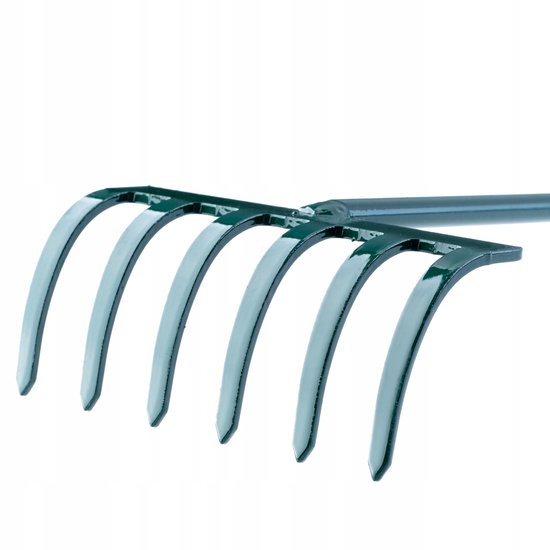 KADAX Hark, kleine hark met steel, bladbezem van metaal, bladhark voor tuin, bloembed, gazonhark, tuingereedschap, hooikoork, tuinhark, groen (30 cm, 6 tanden) van Merkloos	 — afbeelding 5