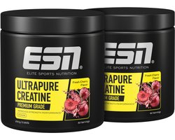 ESN Ultrapure Creatine Poeder, Fresh Cherry, 2 x 250 g - Puur Creatine Monohydraat, Premium Kwaliteit, Veganistisch