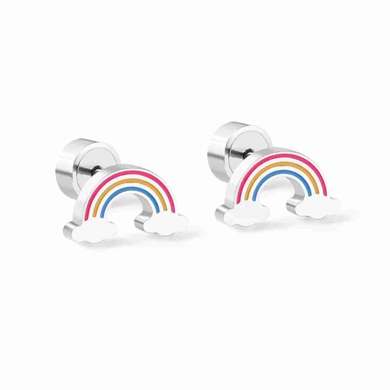 Boucles d'oreilles à tige en acier chirurgical - Arc-en-ciel - Boucles d'oreilles Filles