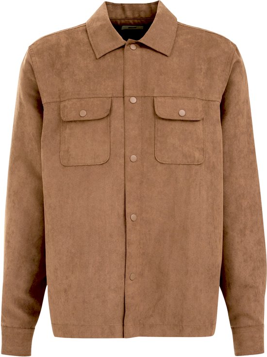 WE Fashion Heren regular fit overshirt van suèdelook