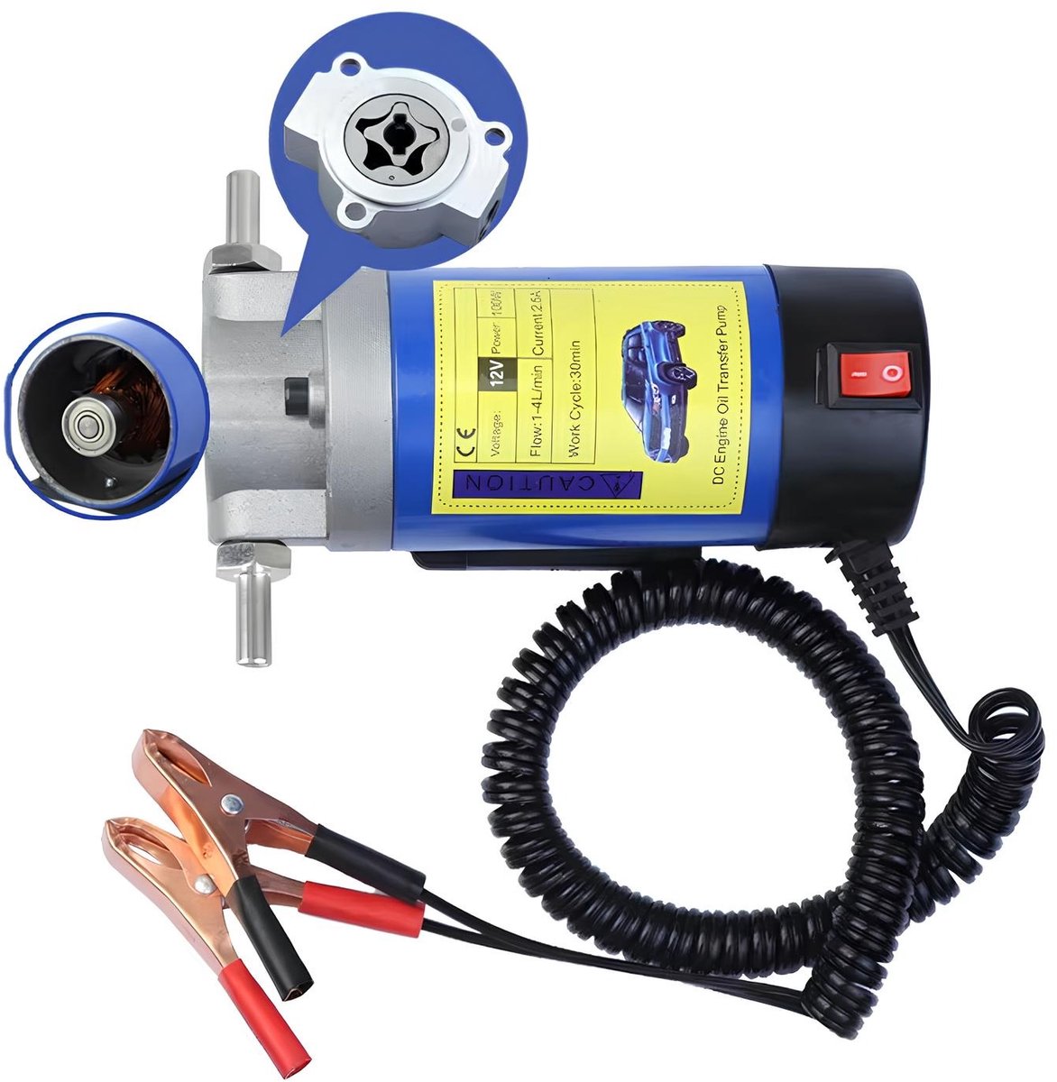 EAFC Elektrische Oliepomp 12V - Olie Overdracht Pomp - Olie Extractor - Draagbare Brandstofpomp - Koperen Motor - 1-4 Liter Per Minuut - Sinterklaas cadeau auto thumbnail 2