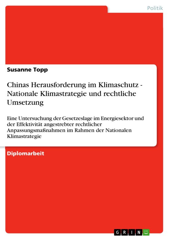 Chinas Herausforderung Im Klimaschutz - Nationale Klimastrat ... - cover