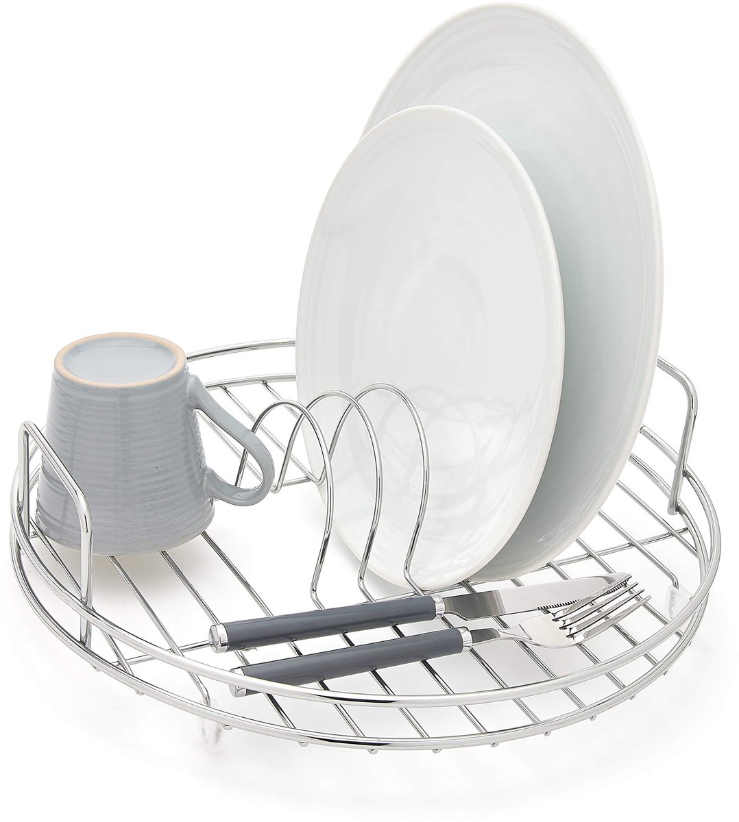 Ibenzoa® Rond afdruiprek voor servies met chroomcoating en antislip voetjes